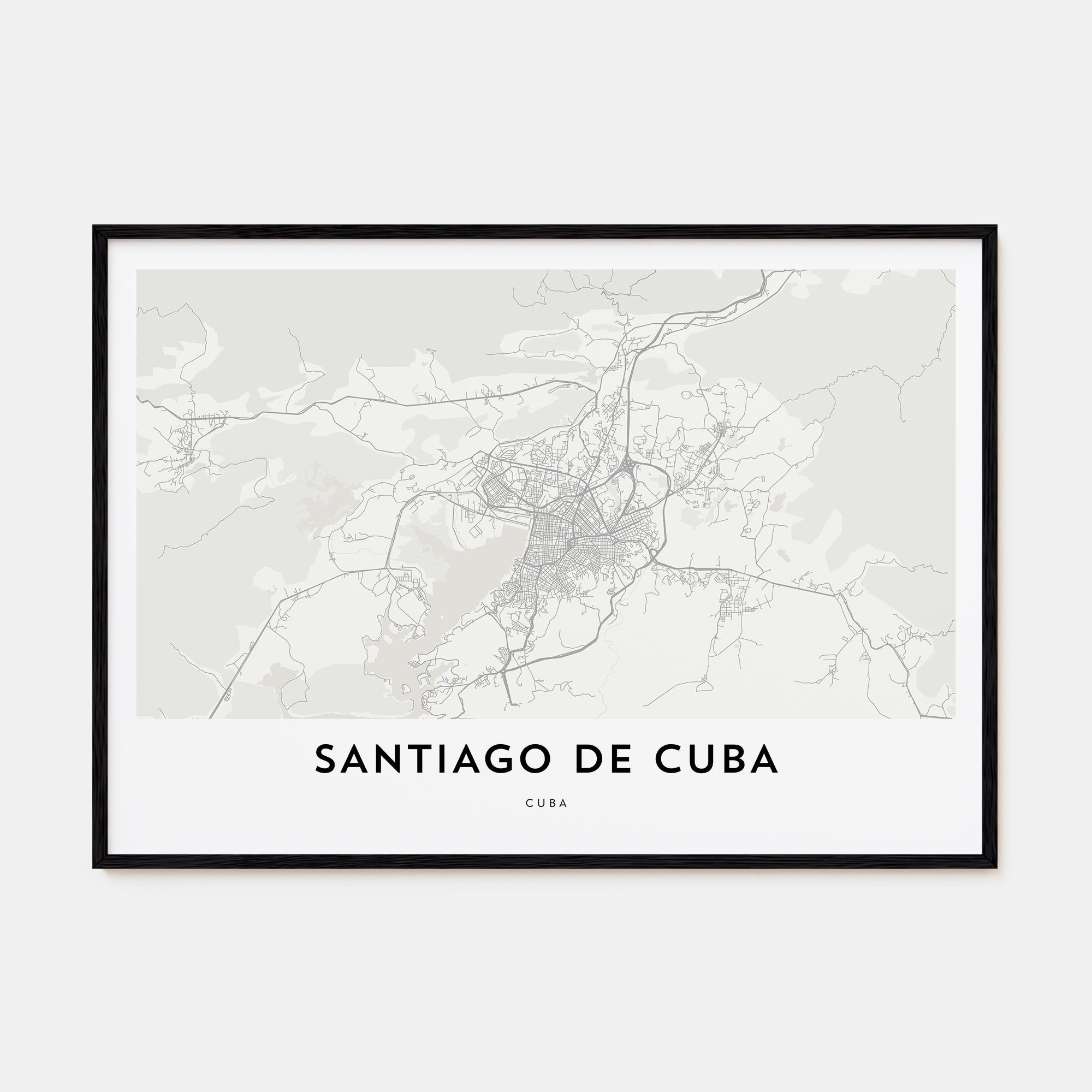 Santiago de Cuba Map Landscape Poster