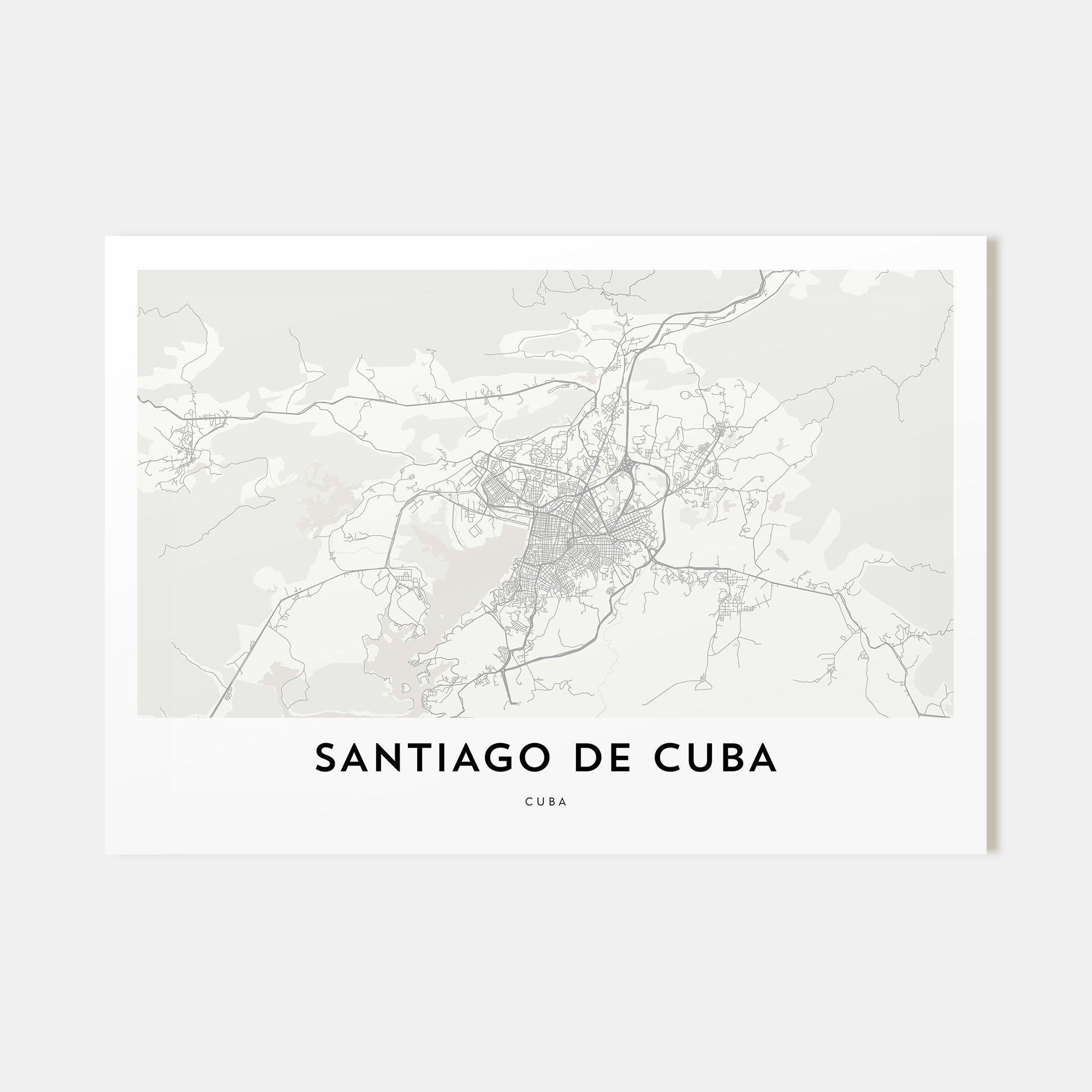 Santiago de Cuba Map Landscape Poster