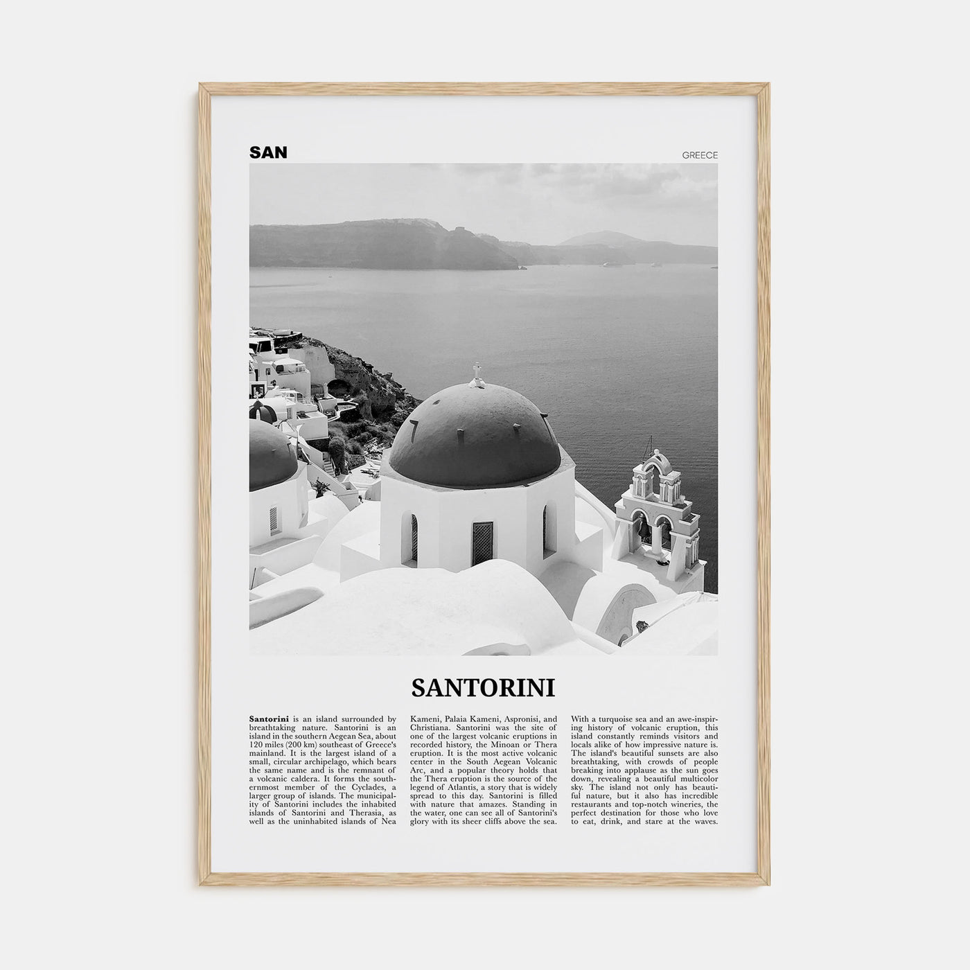 Santorini Travel B&W Poster