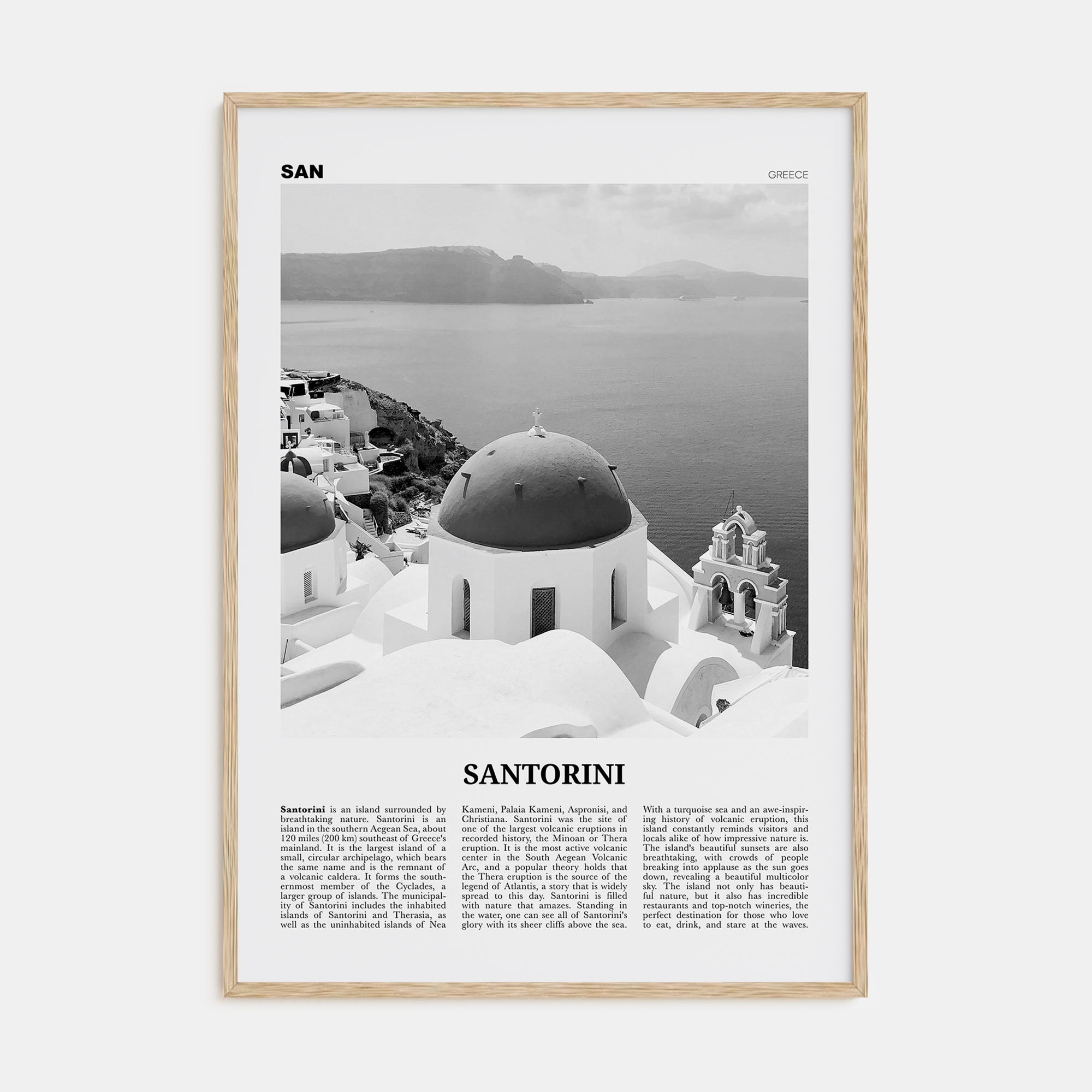 Santorini Travel B&W Poster