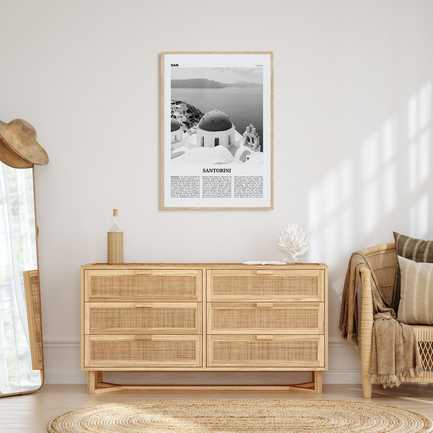 Santorini Travel B&W Poster