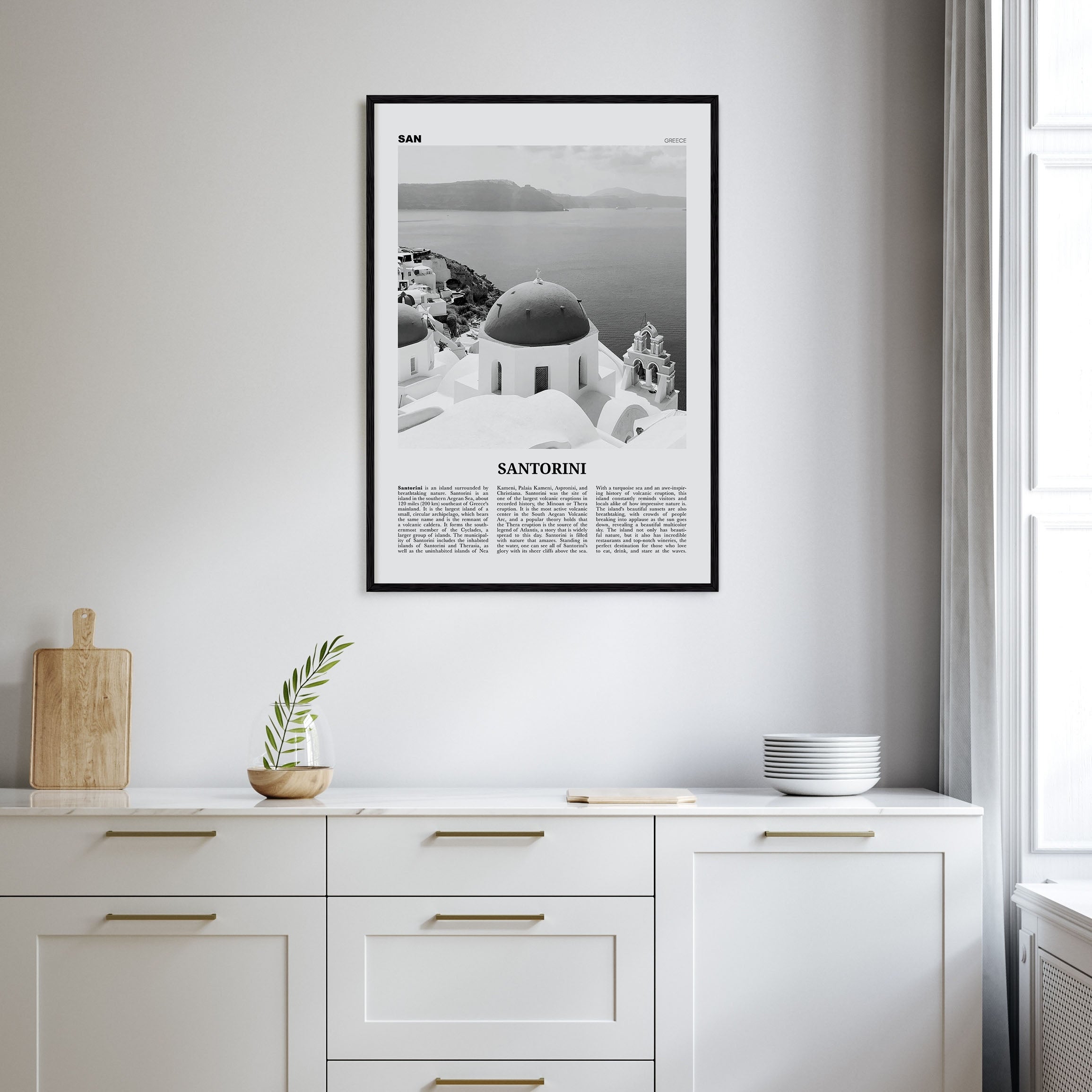 Santorini Travel B&W Poster