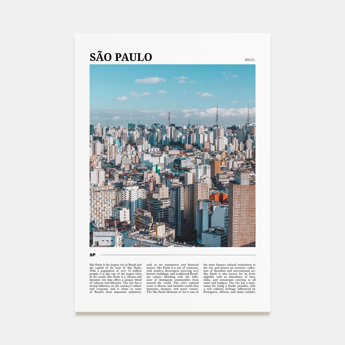 São Paulo Travel Color No 2 Poster