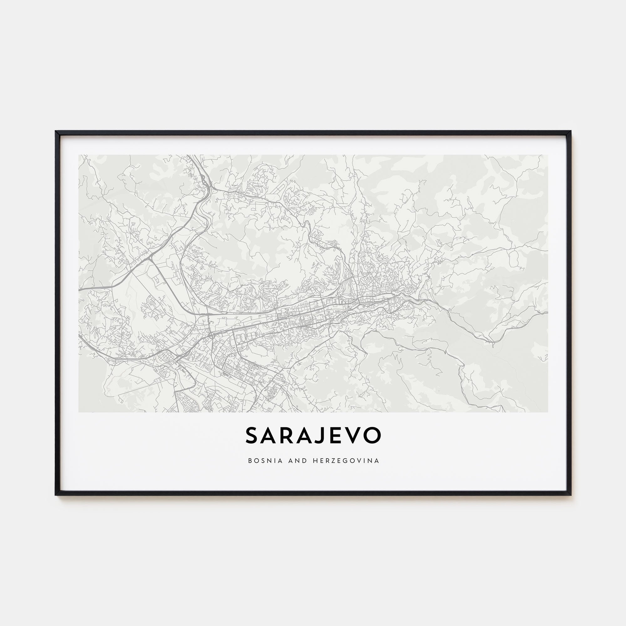 Sarajevo Map Landscape Poster