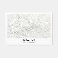 Sarajevo Map Landscape Poster