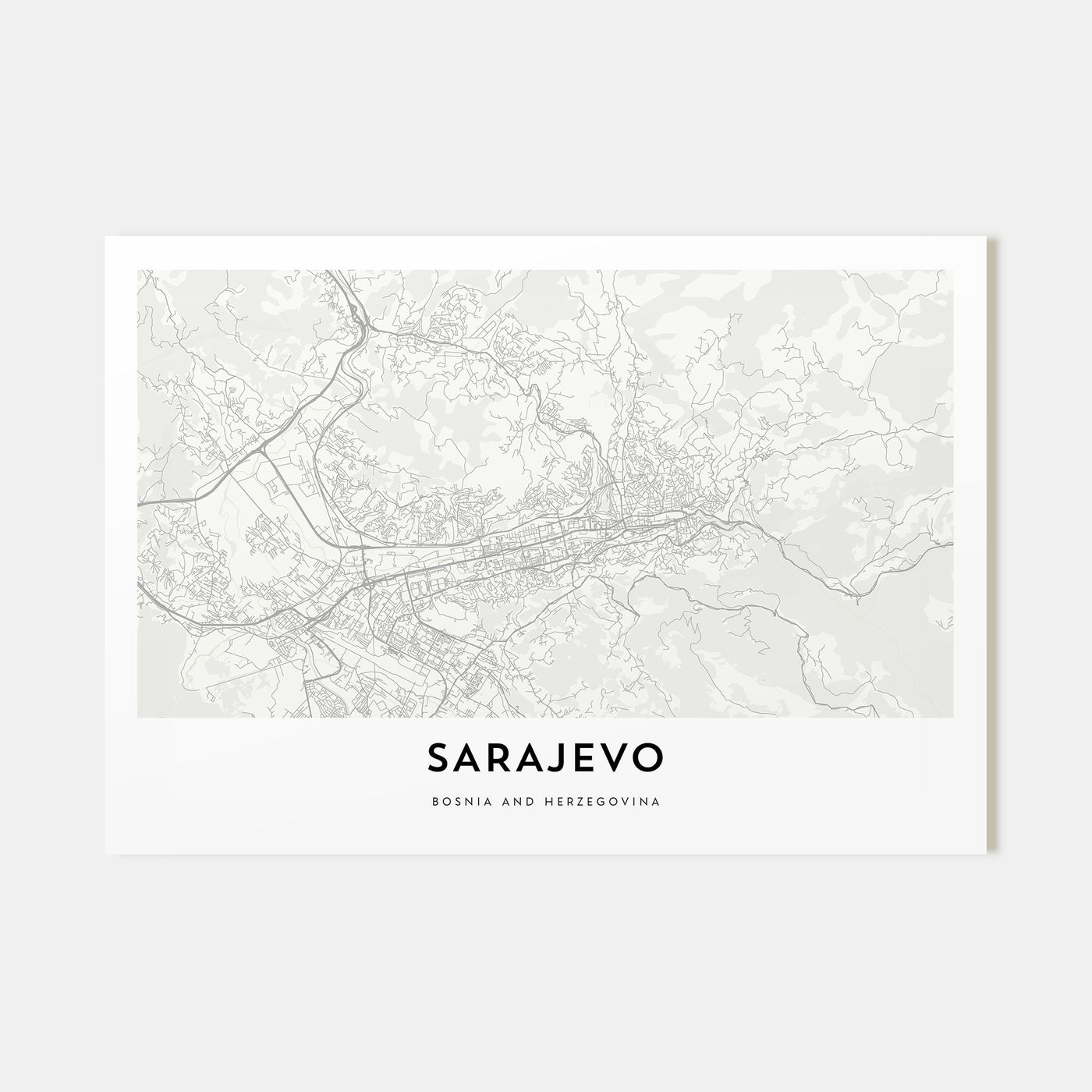 Sarajevo Map Landscape Poster