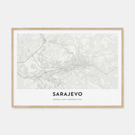 Sarajevo Map Landscape Poster