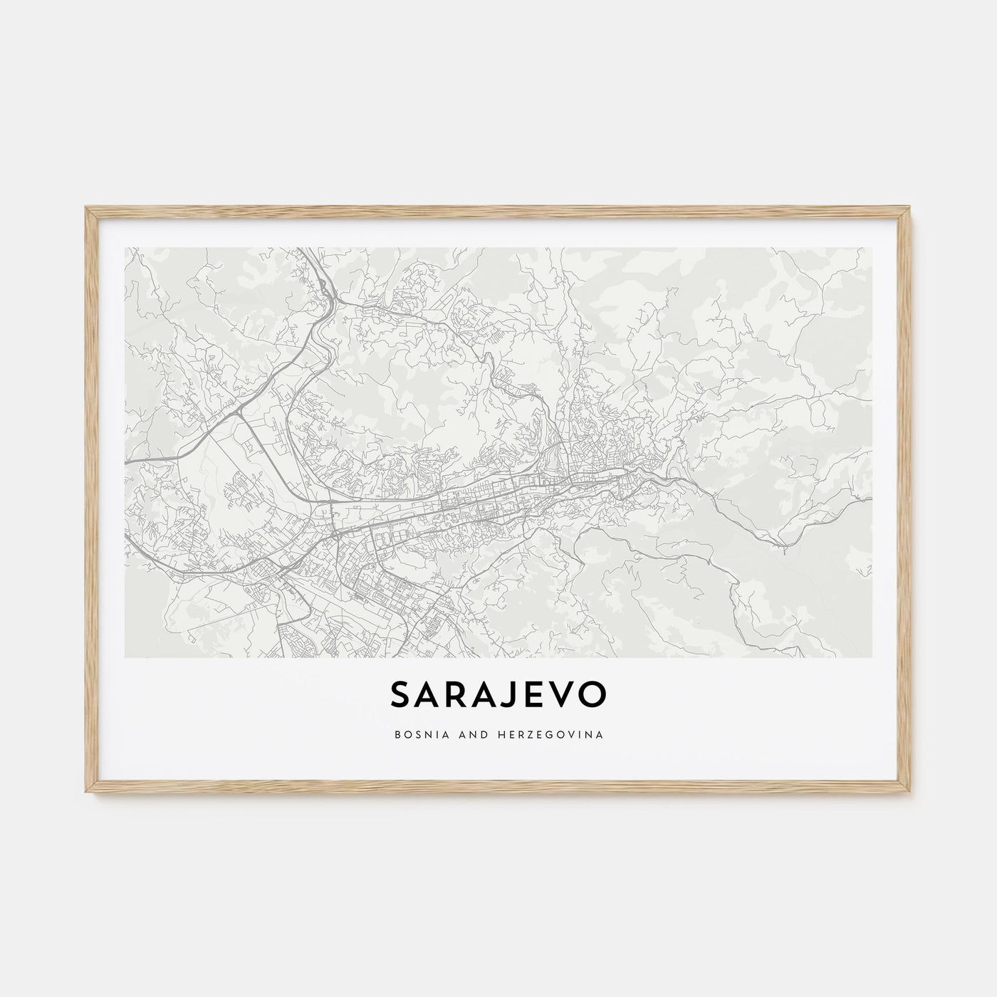 Sarajevo Map Landscape Poster