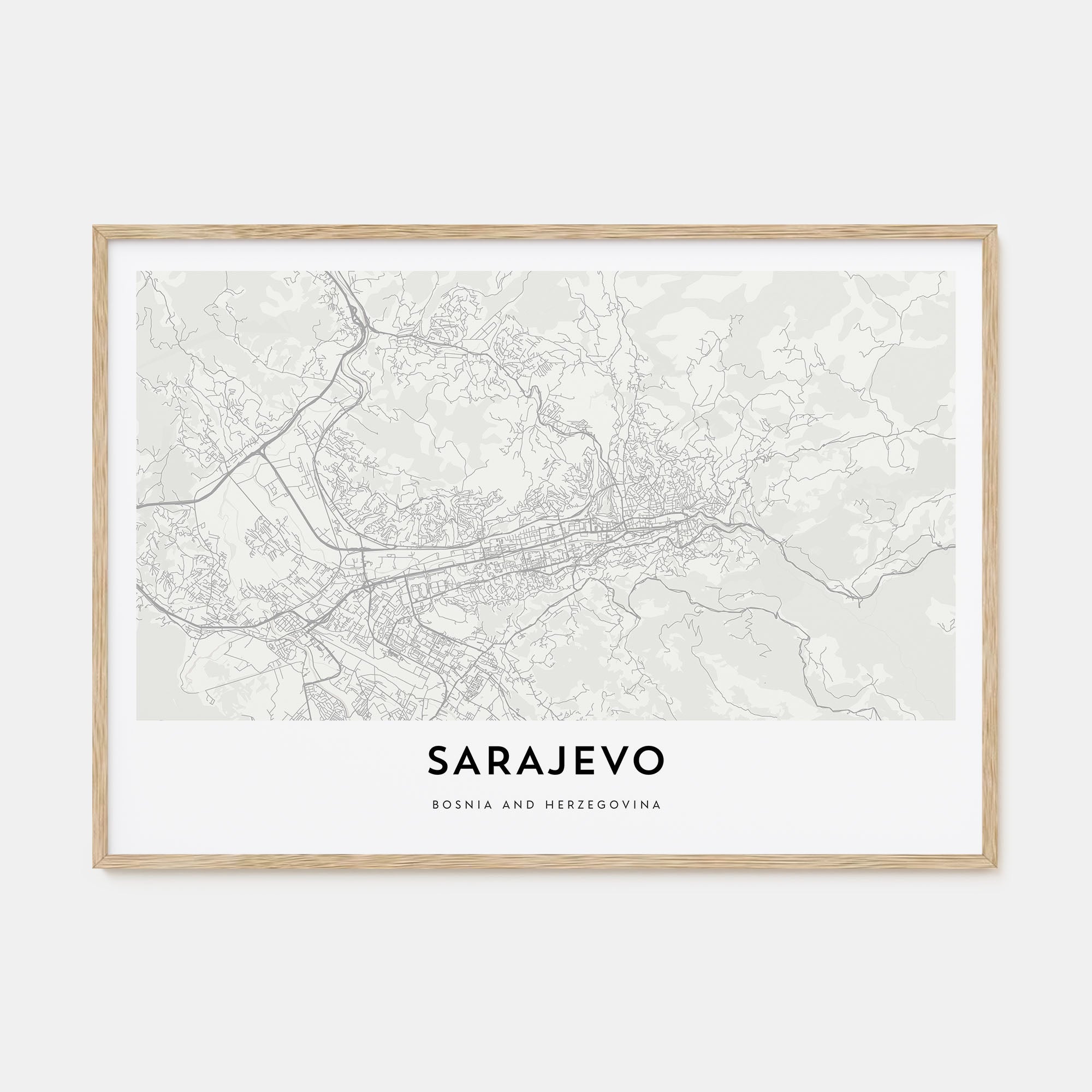 Sarajevo Map Landscape Poster