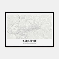 Sarajevo Map Landscape Poster