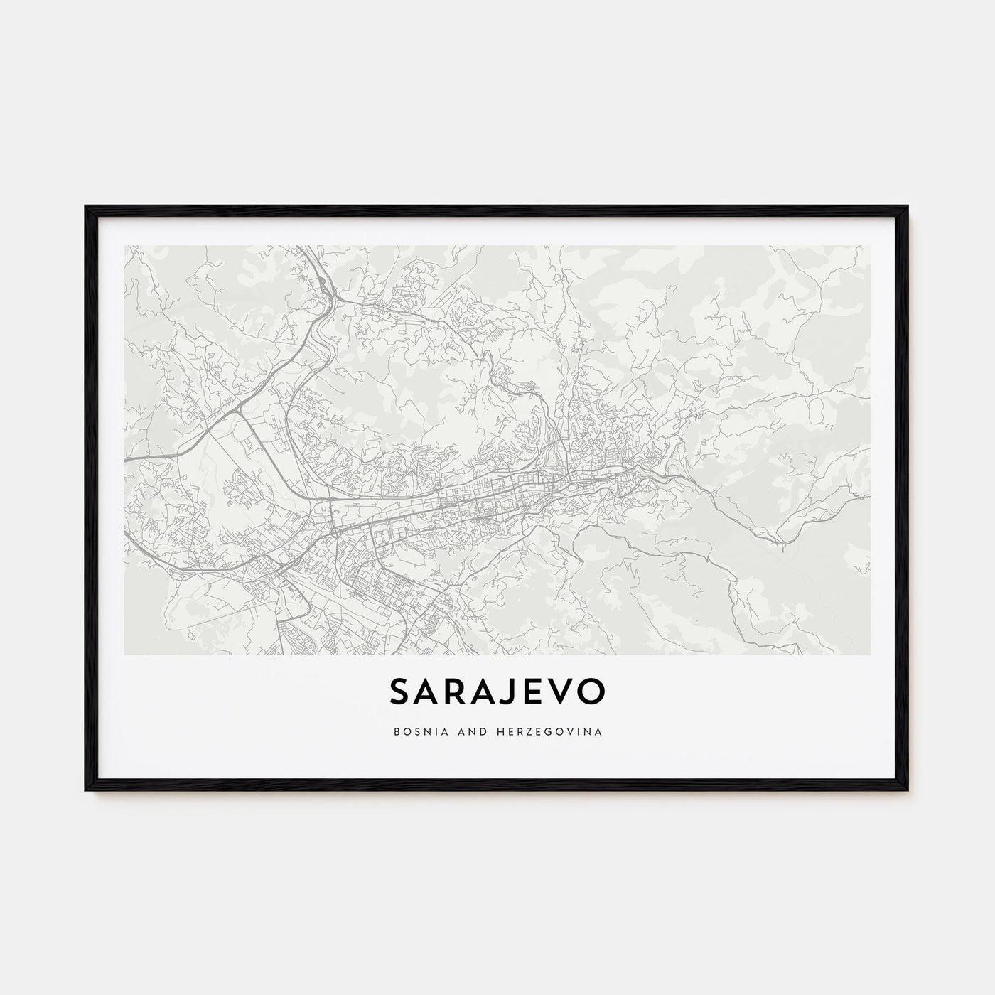 Sarajevo Map Landscape Poster