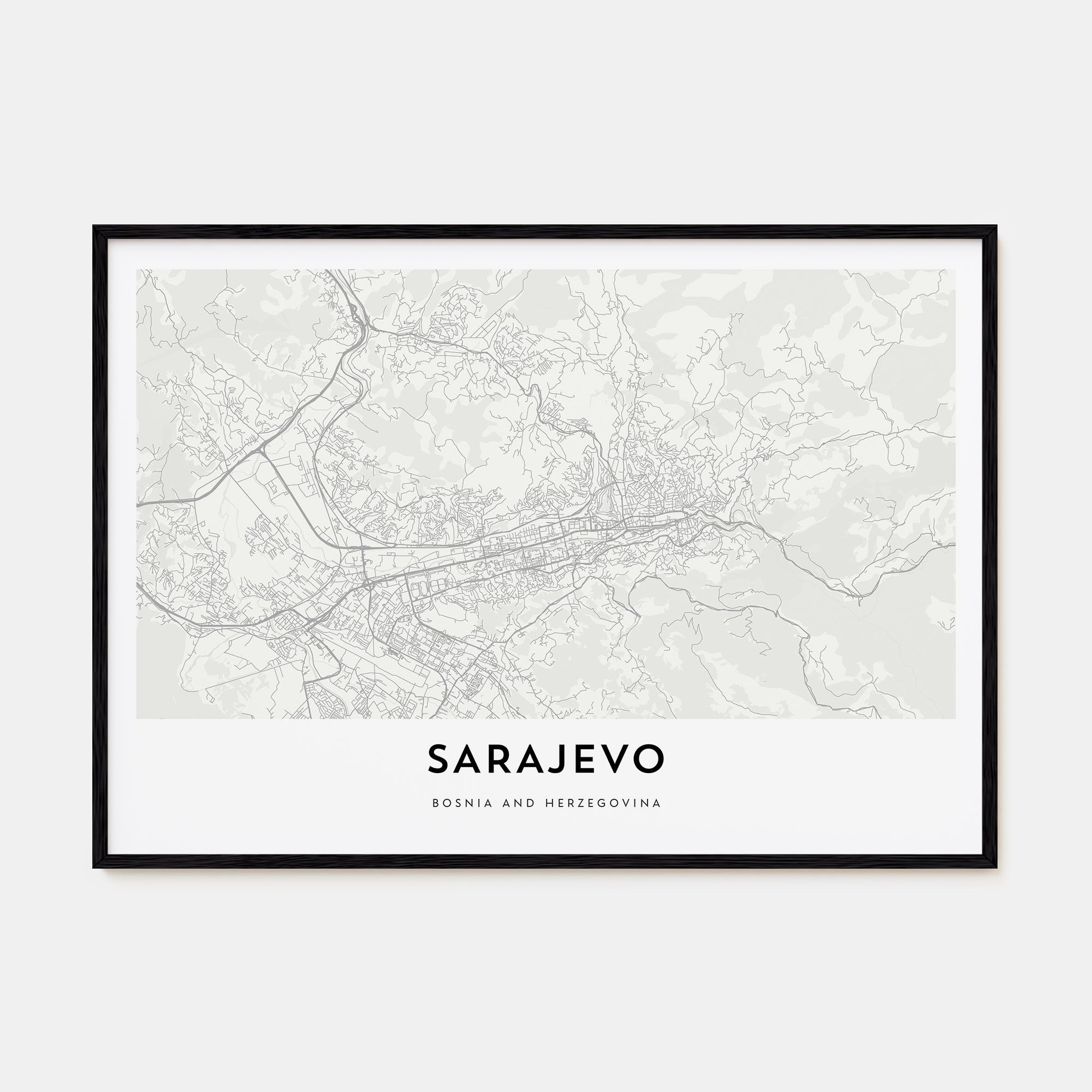 Sarajevo Map Landscape Poster