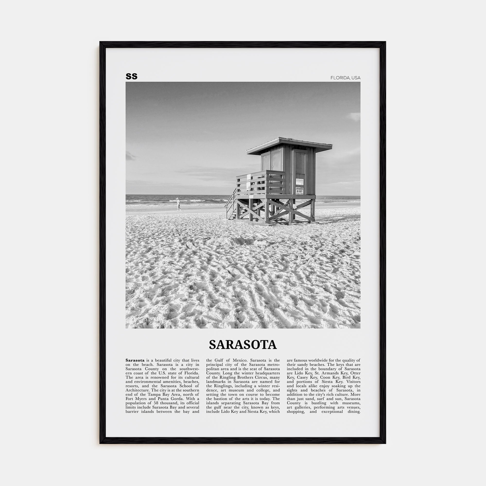Sarasota Travel B&W No 1 Poster