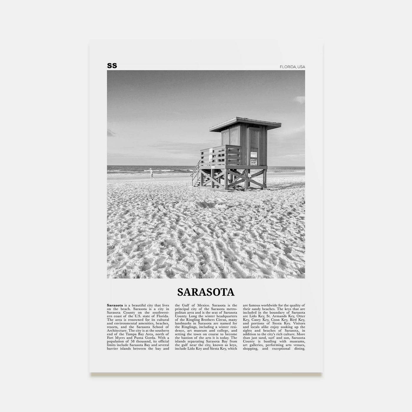 Sarasota Travel B&W No 1 Poster