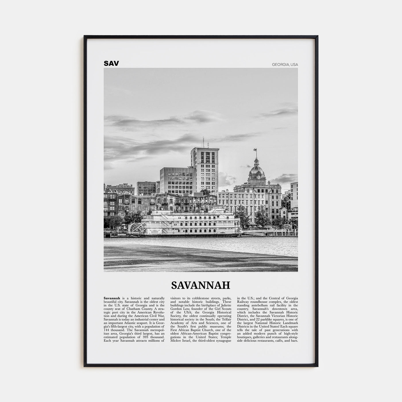 Savannah Travel B&W No 1 Poster