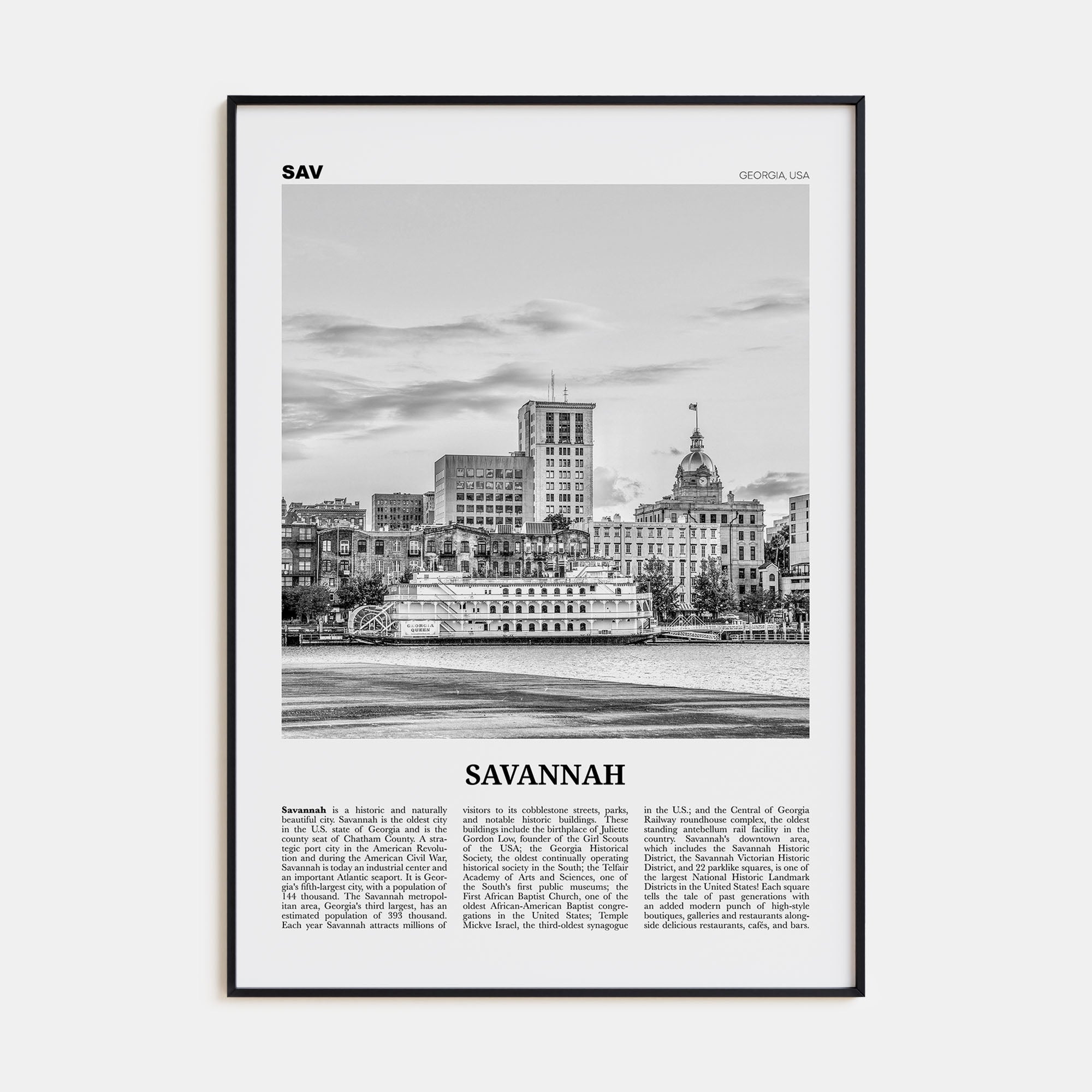 Savannah Travel B&W No 1 Poster