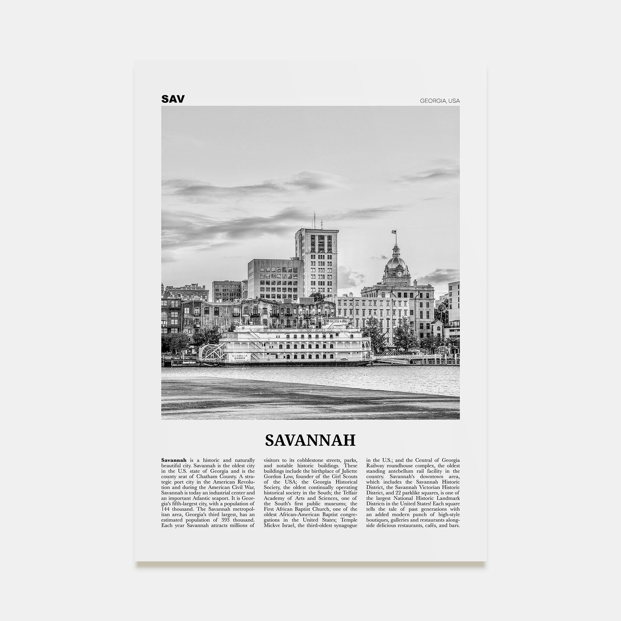 Savannah Travel B&W No 1 Poster