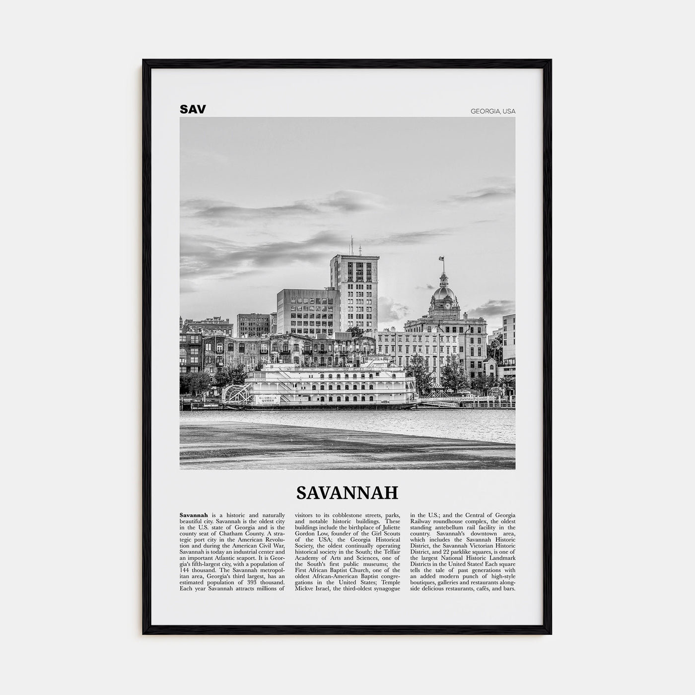 Savannah Travel B&W No 1 Poster