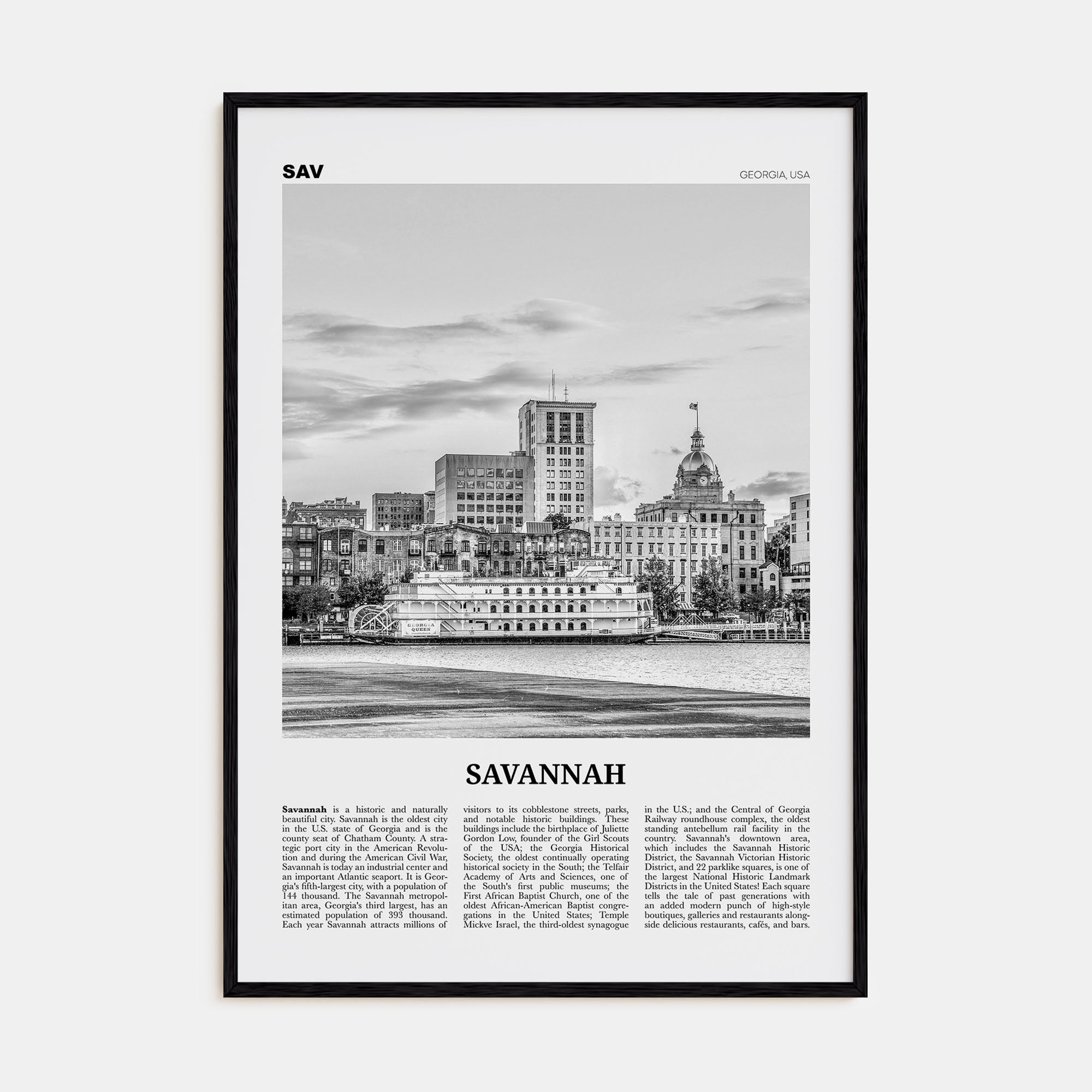 Savannah Travel B&W No 1 Poster