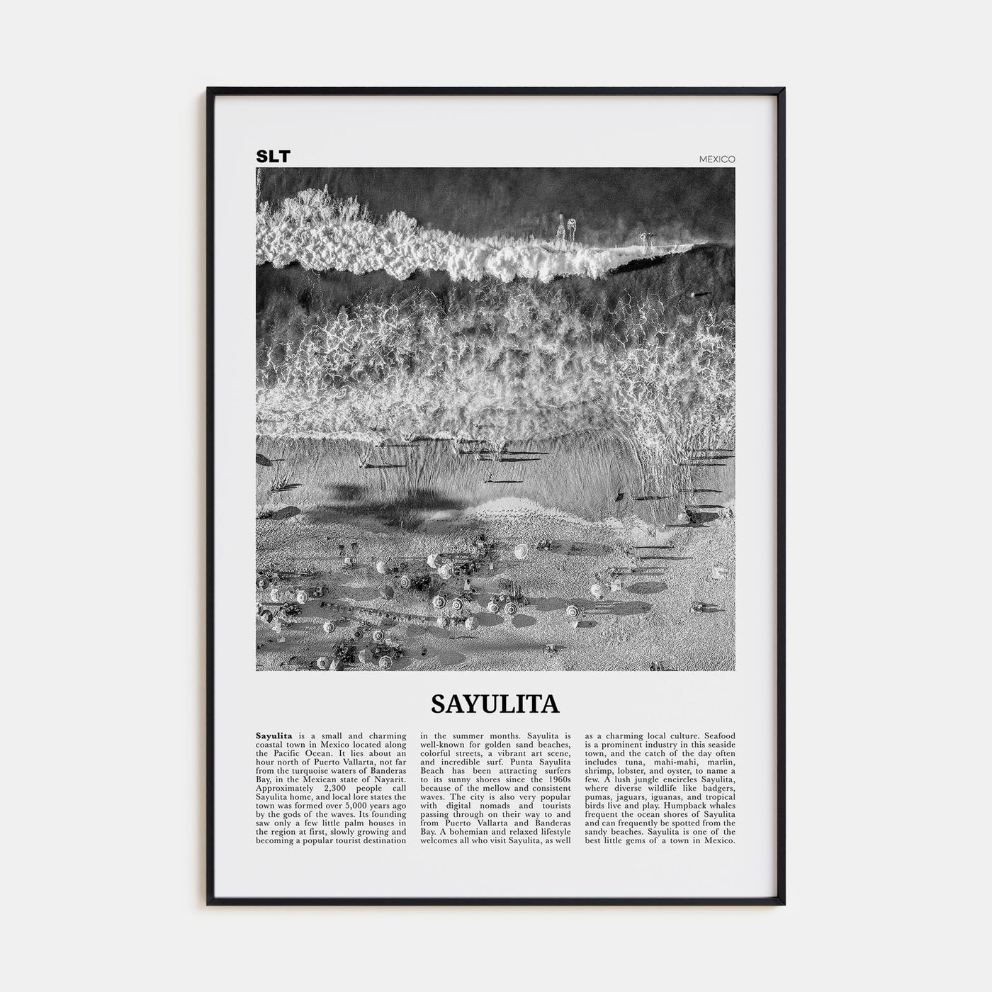 Sayulita Travel B&W Poster