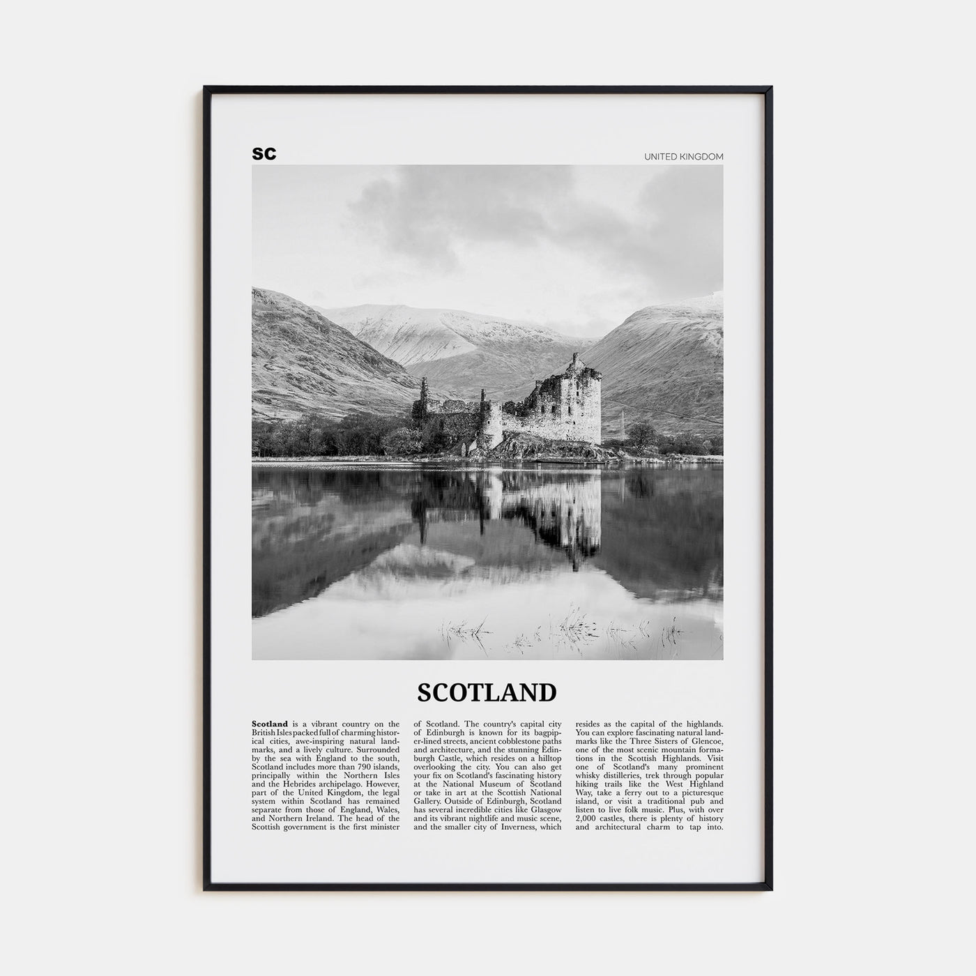 Scotland Travel B&W Poster