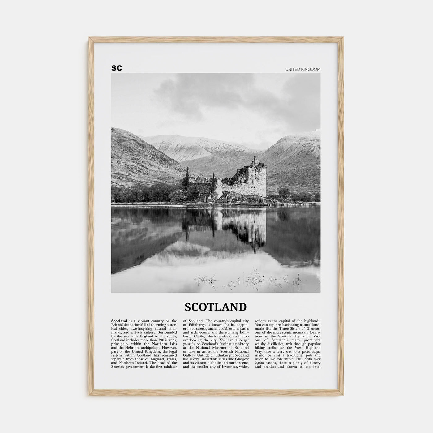 Scotland Travel B&W Poster