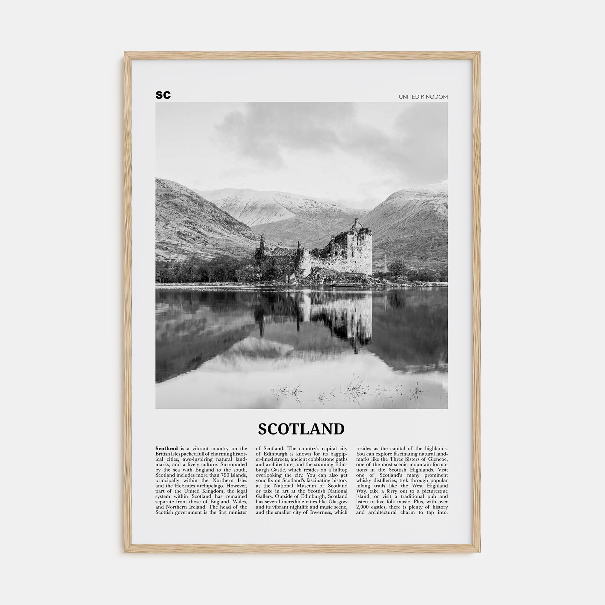 Scotland Travel B&W Poster