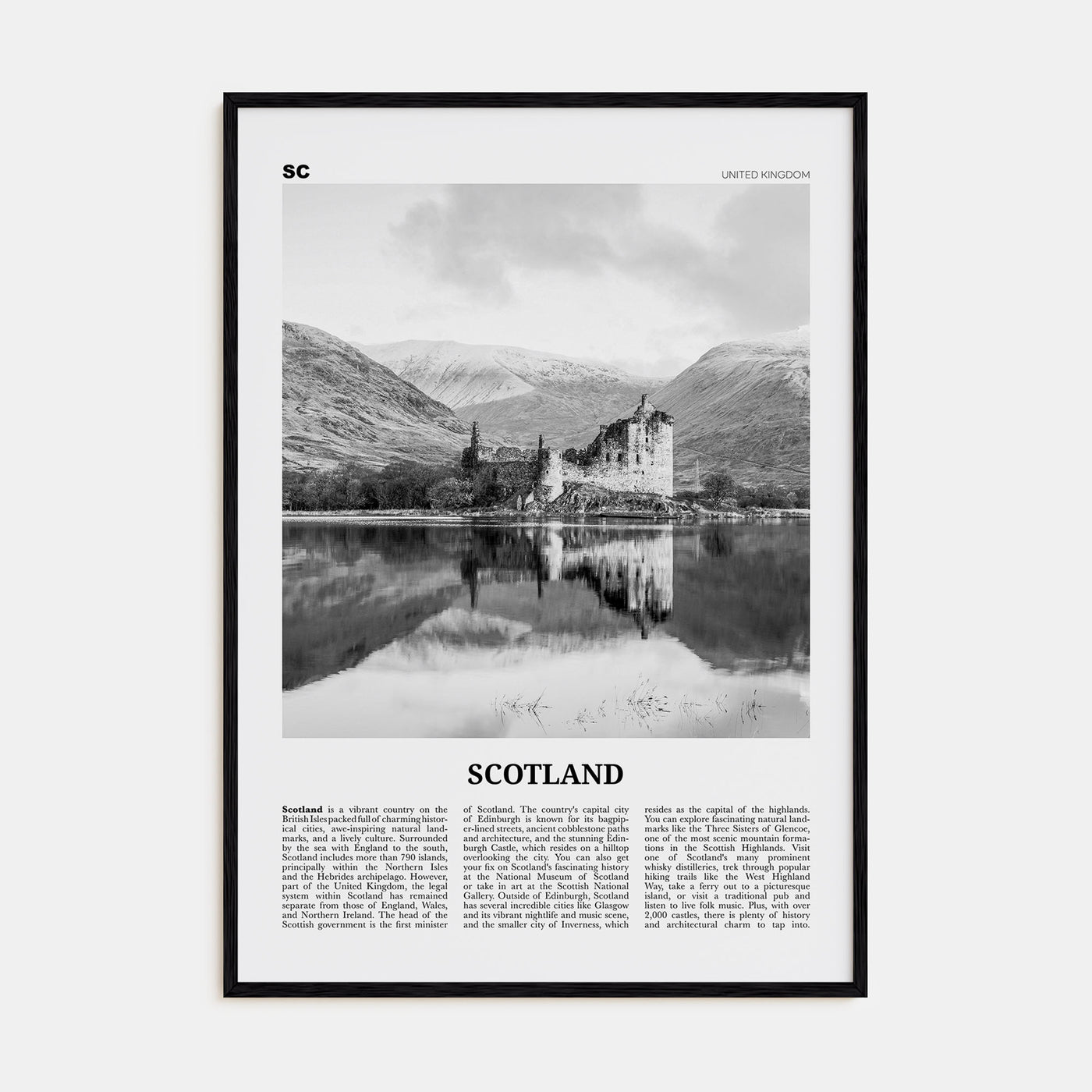 Scotland Travel B&W Poster