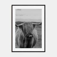 Scottish Highlander Photo B&W No 2 Poster