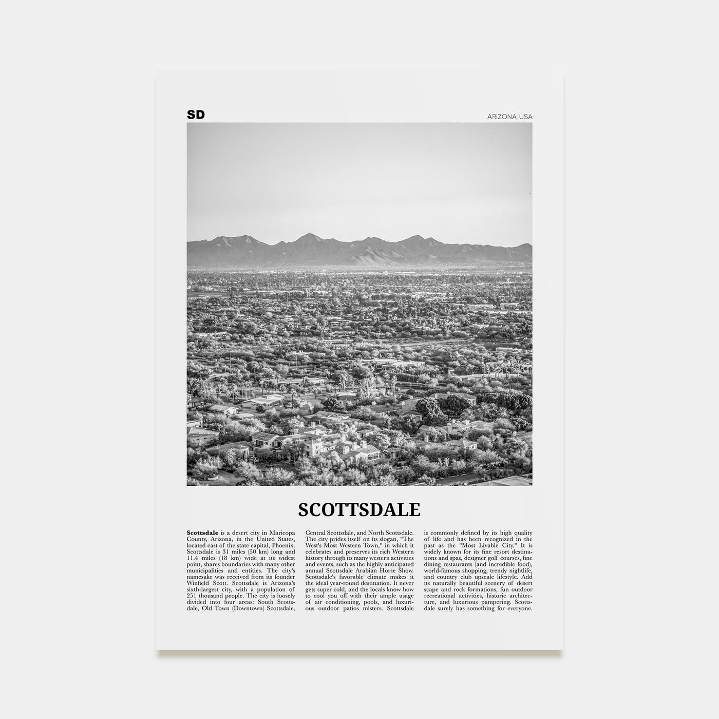 Scottsdale Travel B&W No 2 Poster