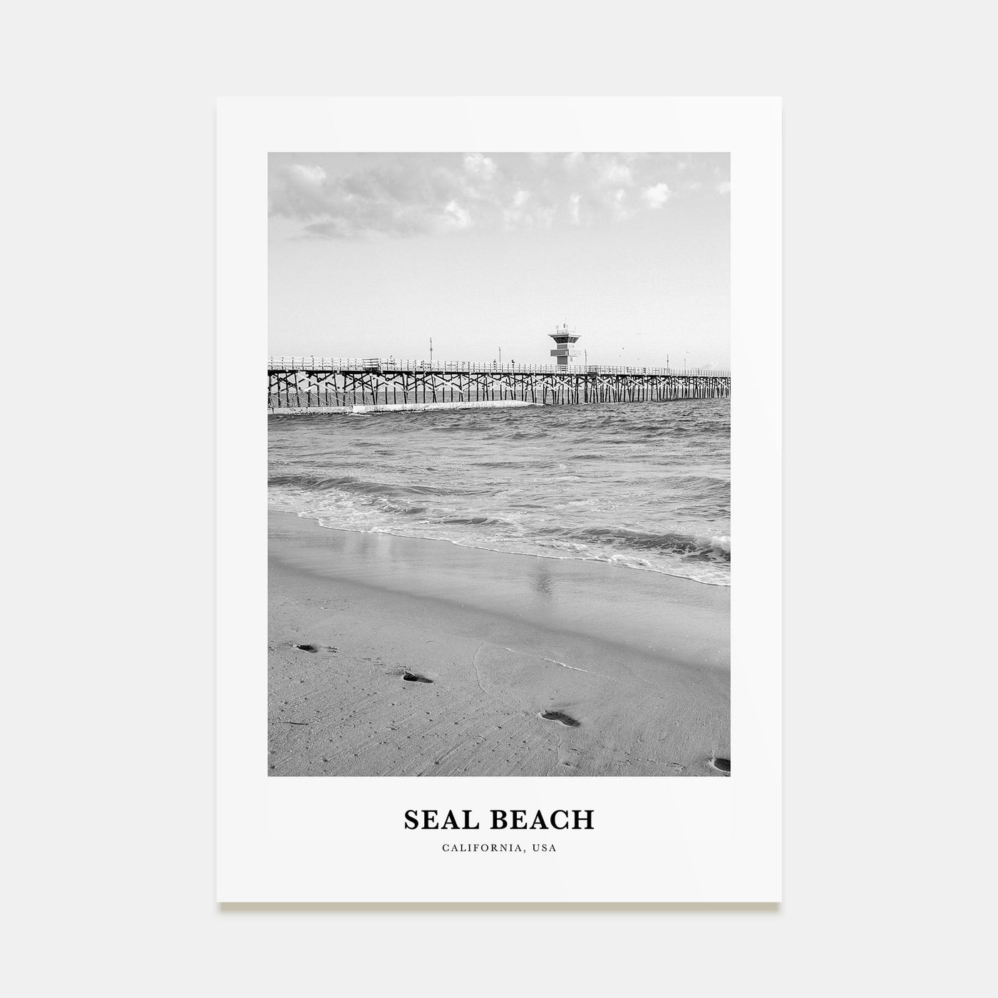 Seal Beach Portrait B&W No 1 Poster