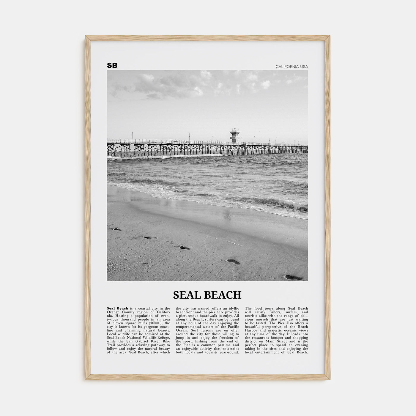 Seal Beach Travel B&W No 1 Poster