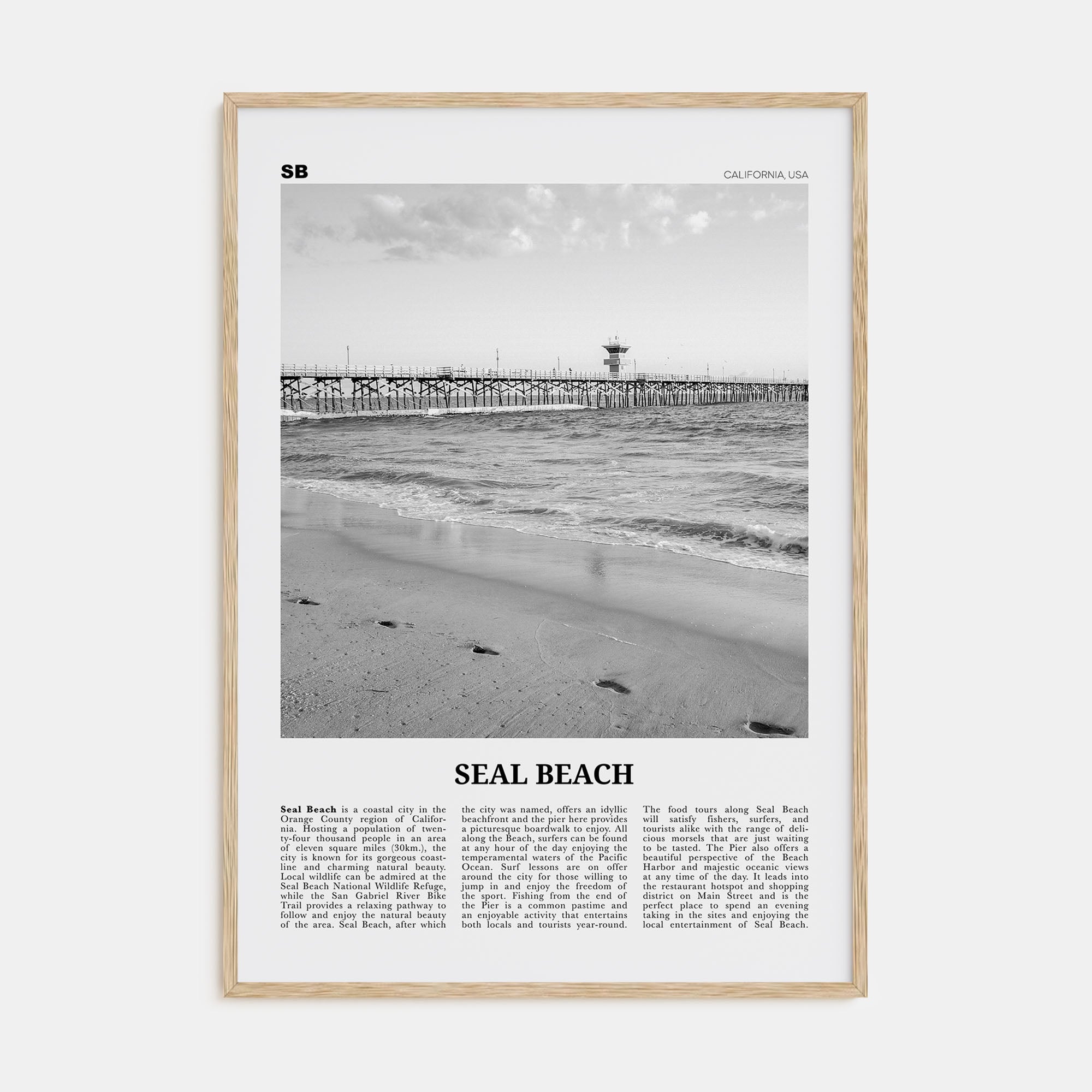 Seal Beach Travel B&W No 1 Poster