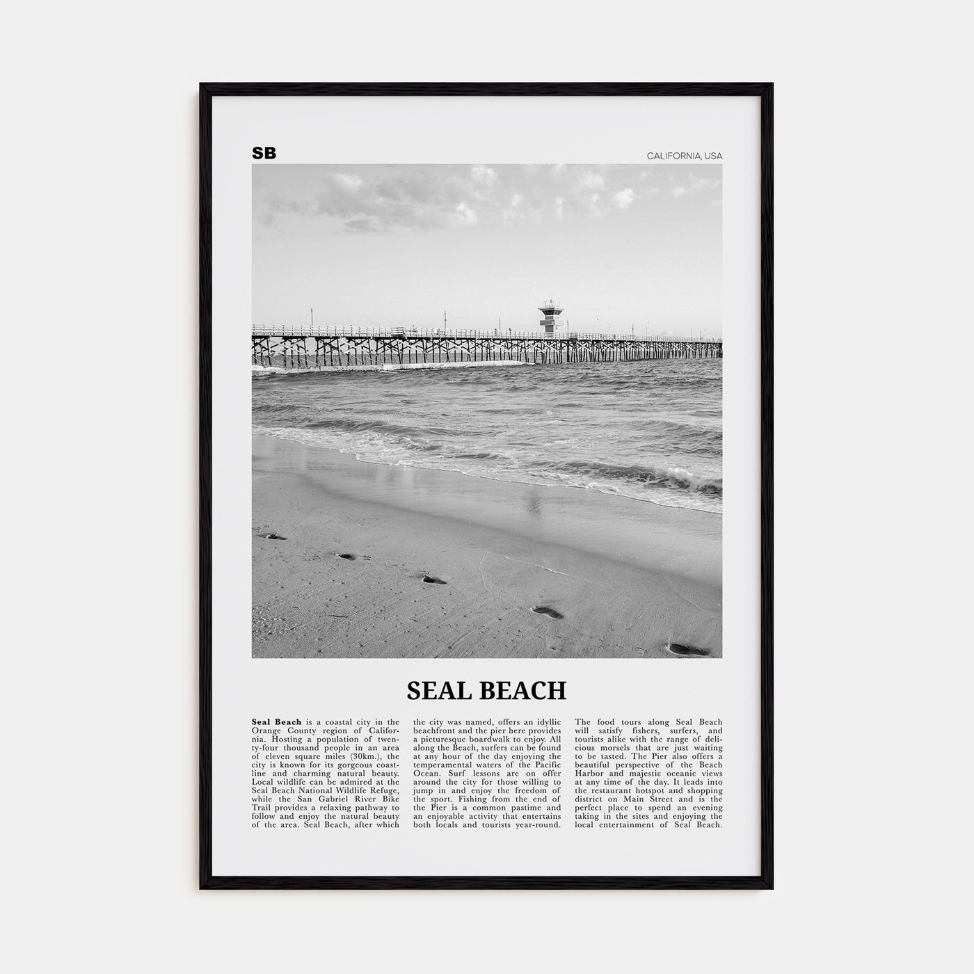 Seal Beach Travel B&W No 1 Poster
