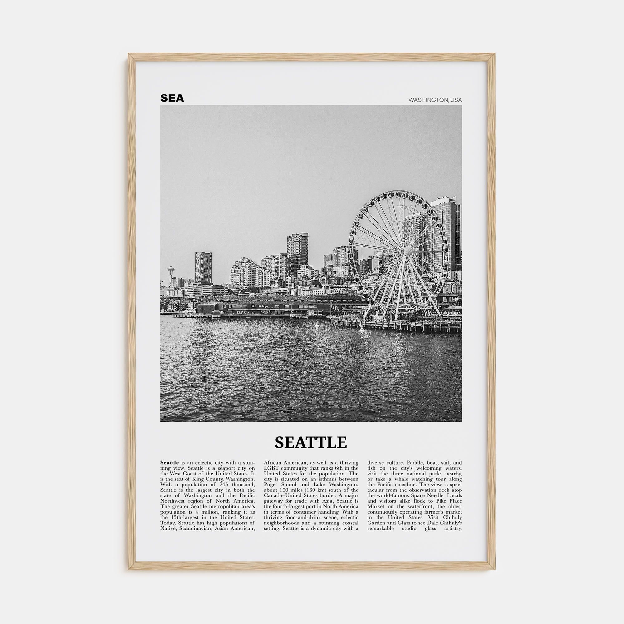 Seattle Travel B&W No 3 Poster
