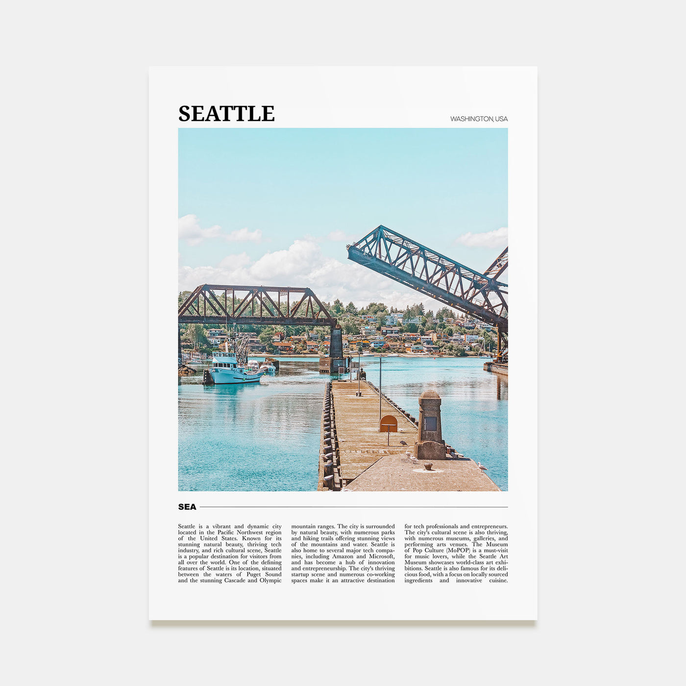 Seattle Travel Color No 2 Poster