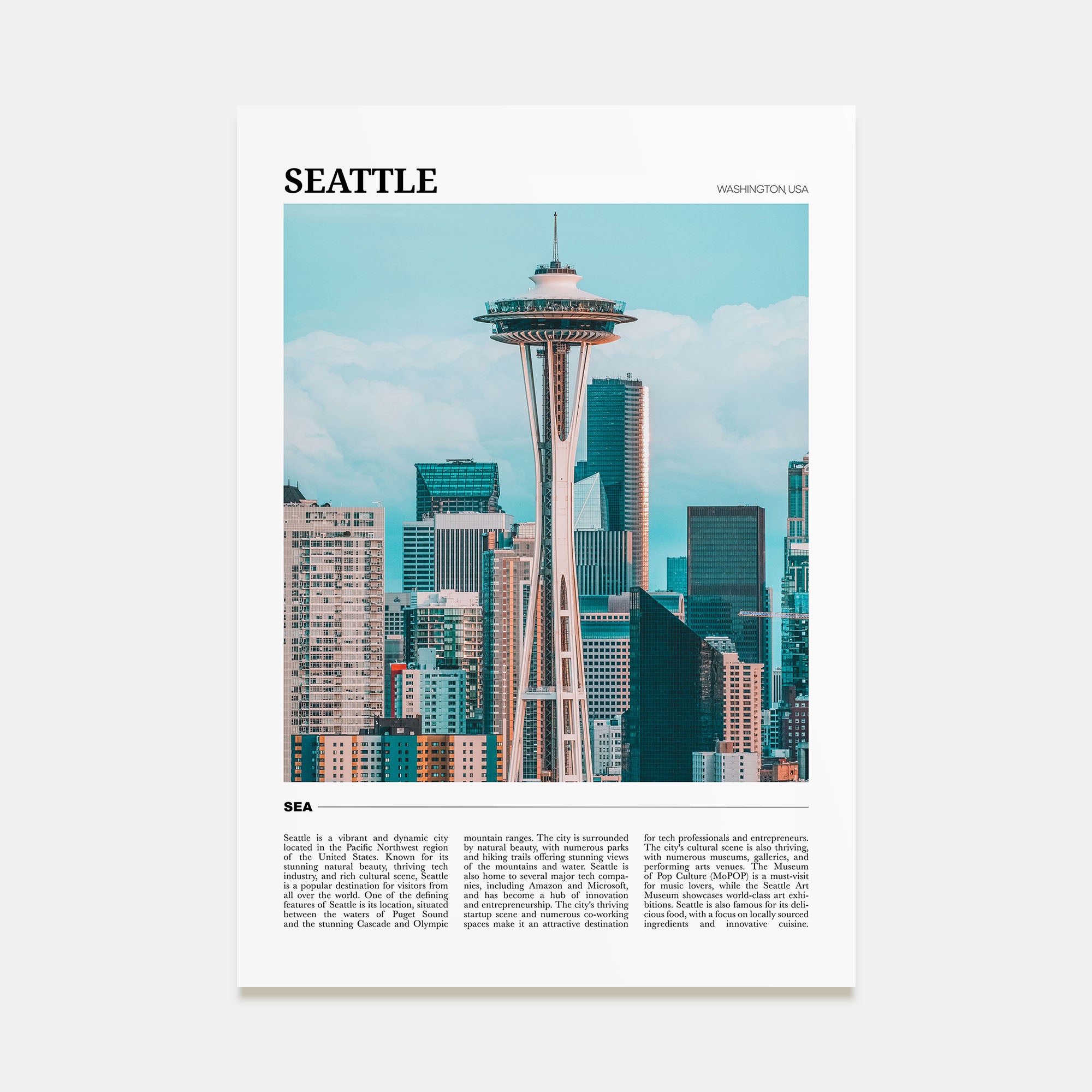 Seattle Travel Color No 3 Poster