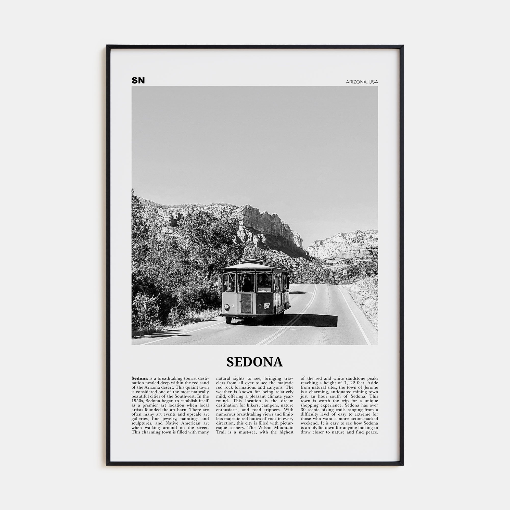 Sedona Travel B&W Poster