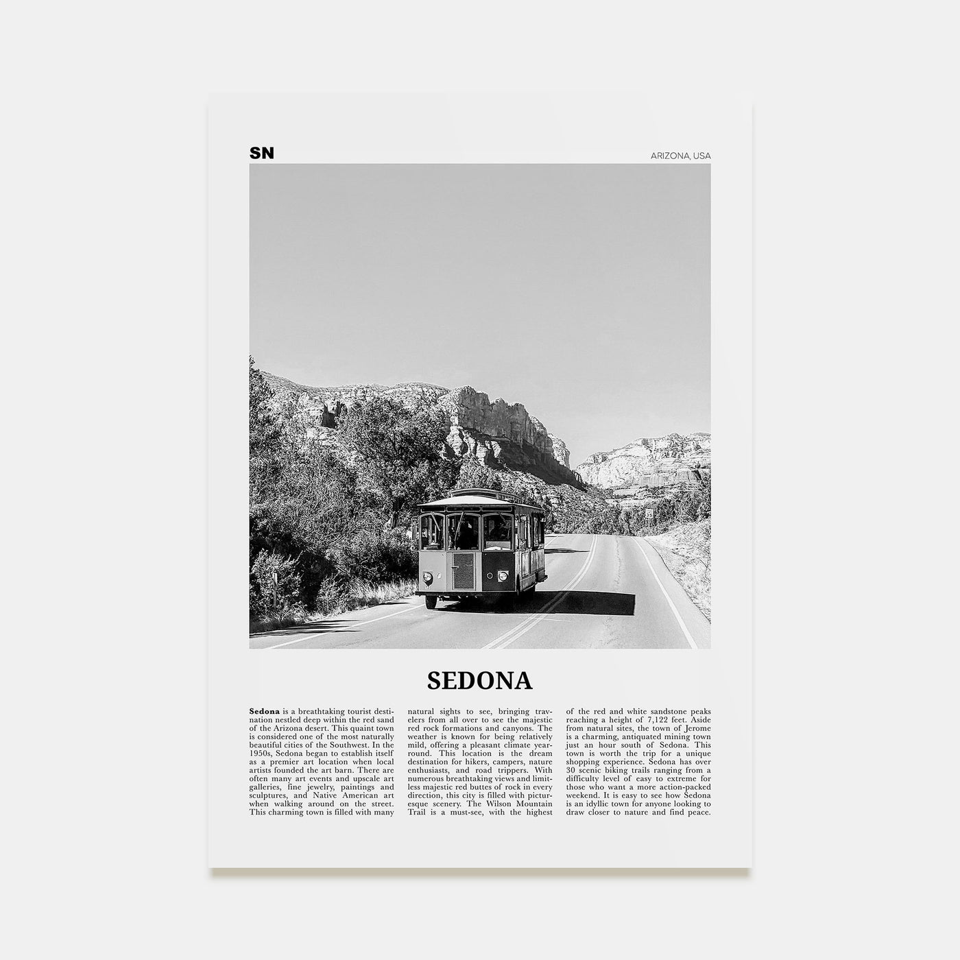 Sedona Travel B&W Poster