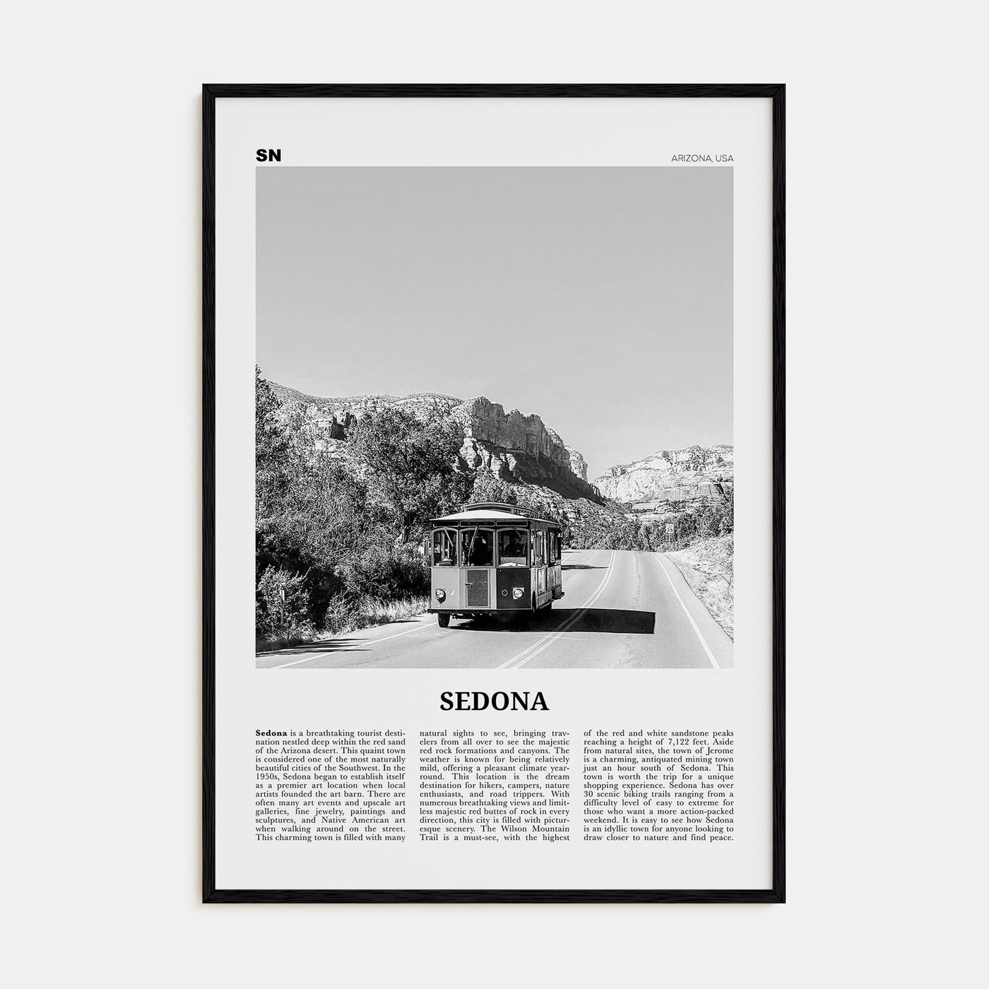 Sedona Travel B&W Poster