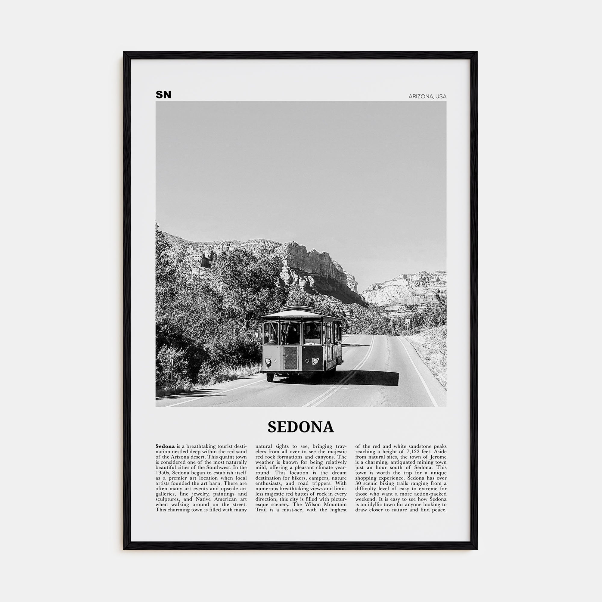 Sedona Travel B&W Poster