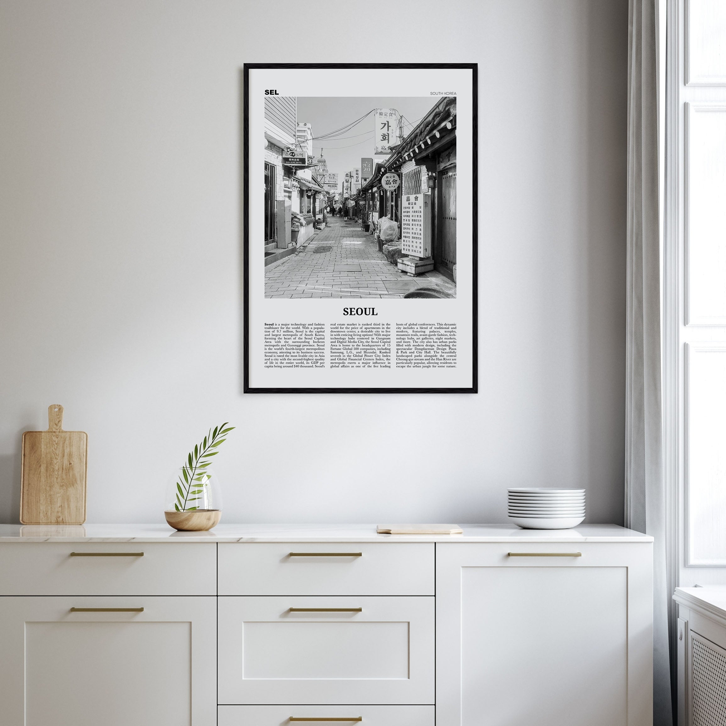 Seoul Travel B&W No 1 Poster