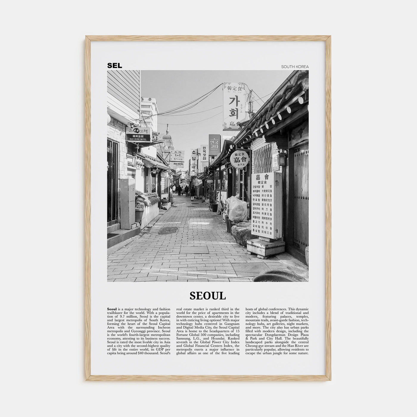 Seoul Travel B&W No 1 Poster