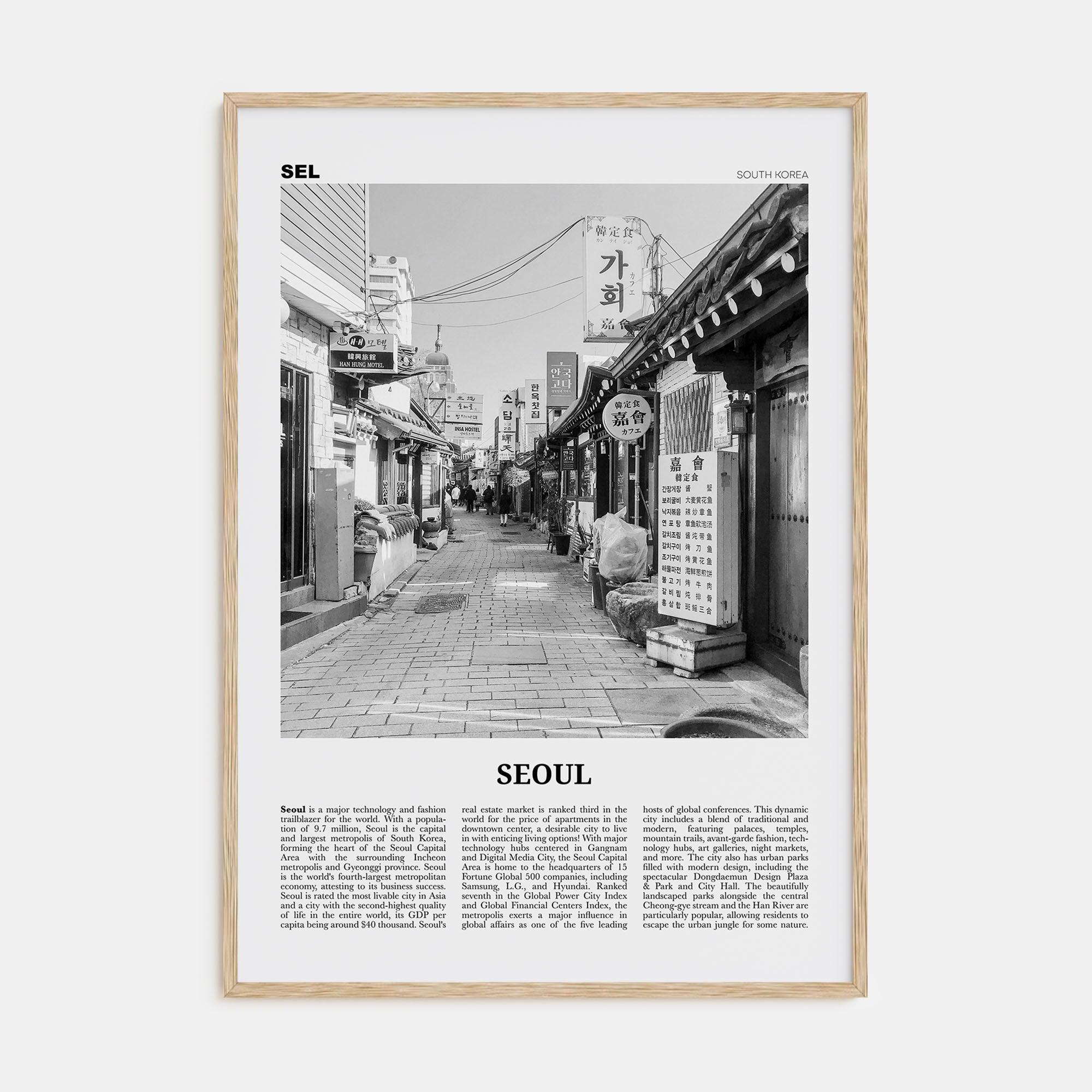 Seoul Travel B&W No 1 Poster