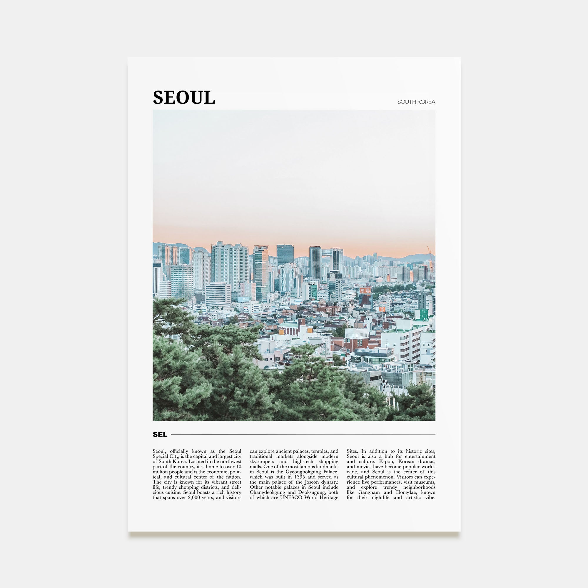 Seoul Travel Color Poster