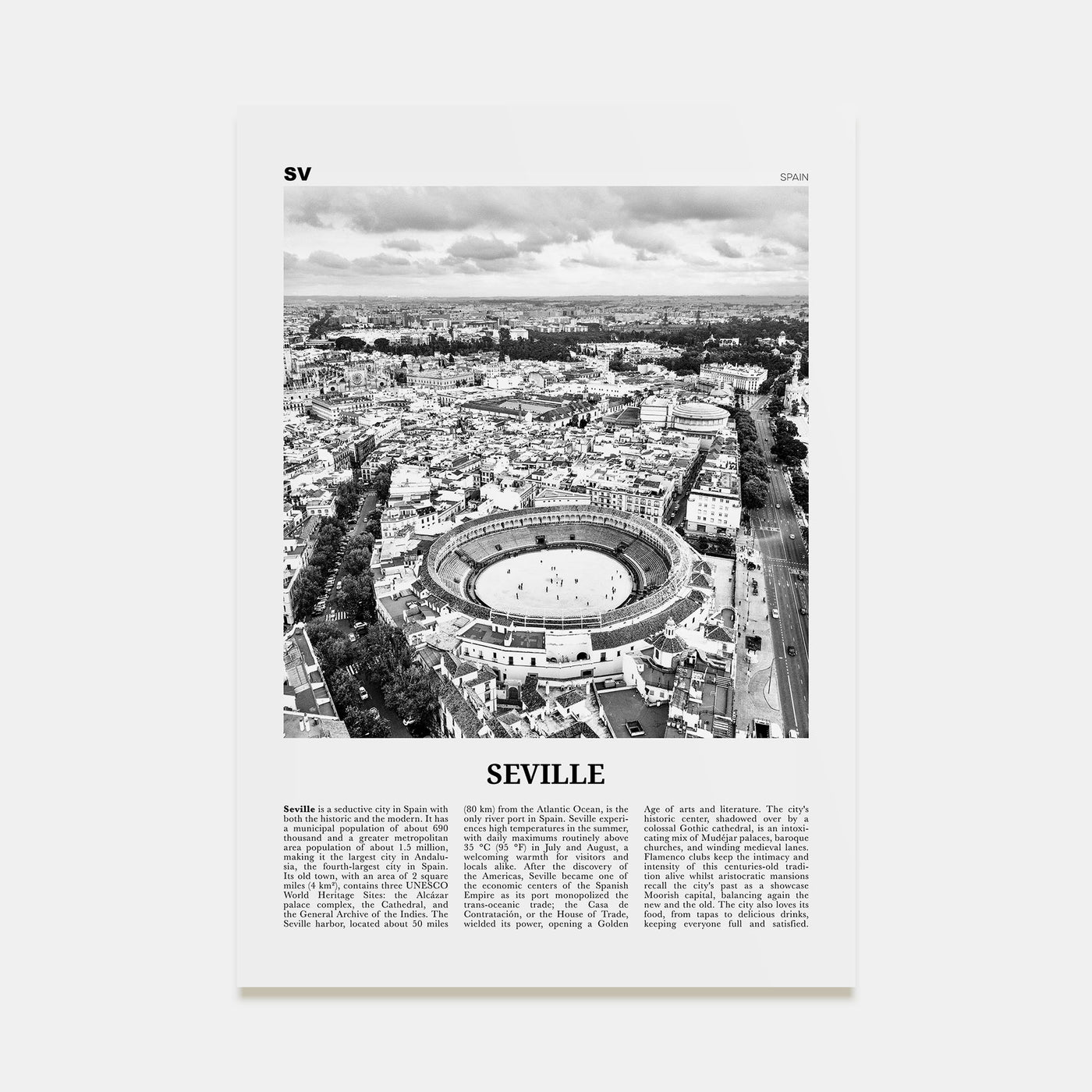 Seville Travel B&W Poster