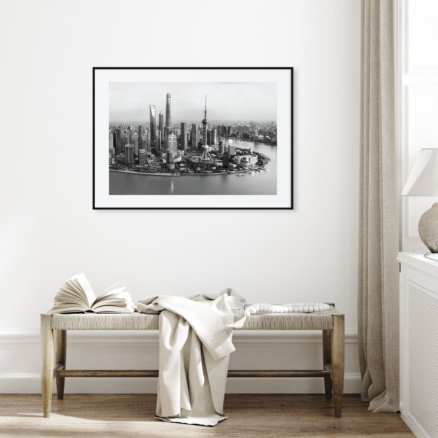 Shanghai Landscape B&W Poster