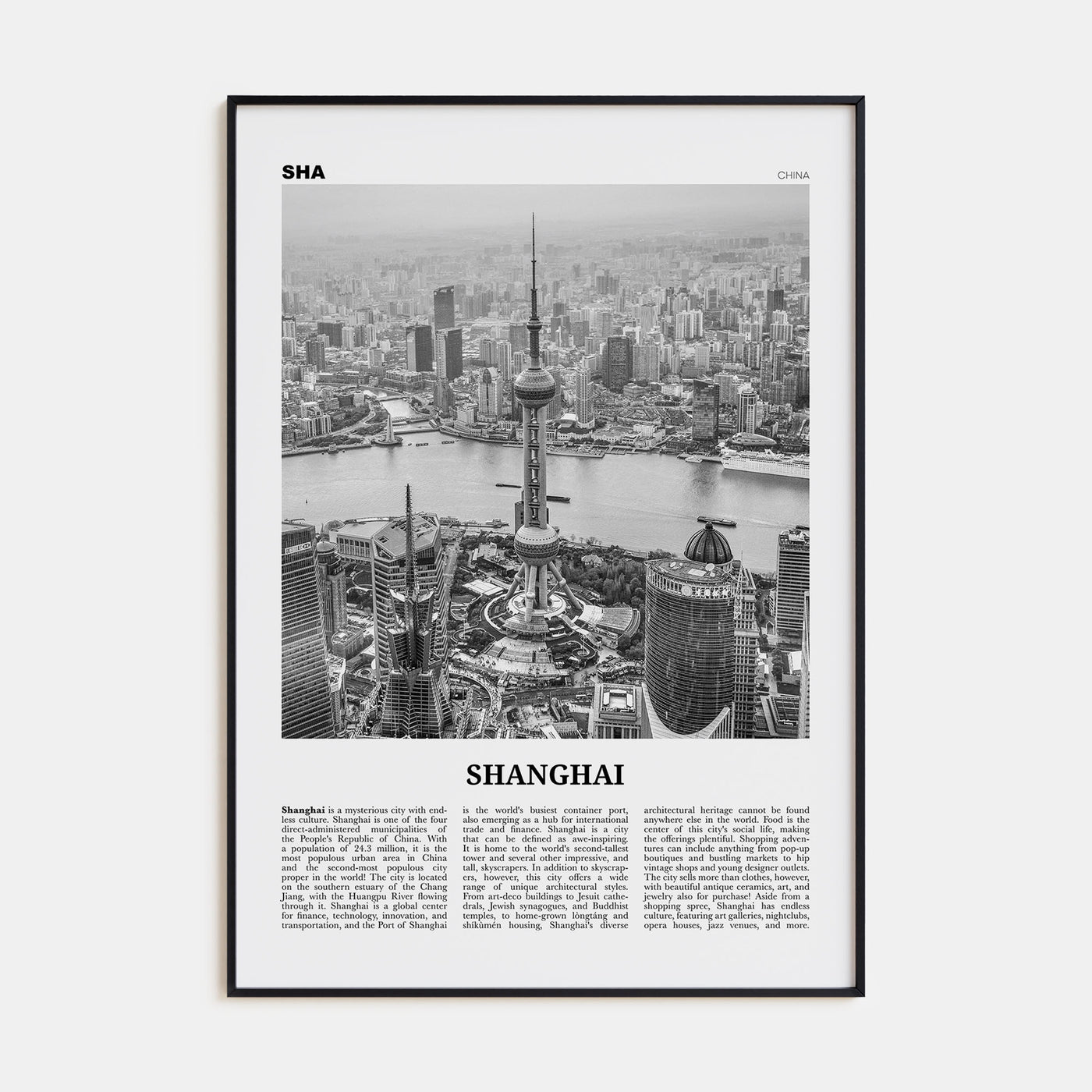 Shanghai Travel B&W No 1 Poster