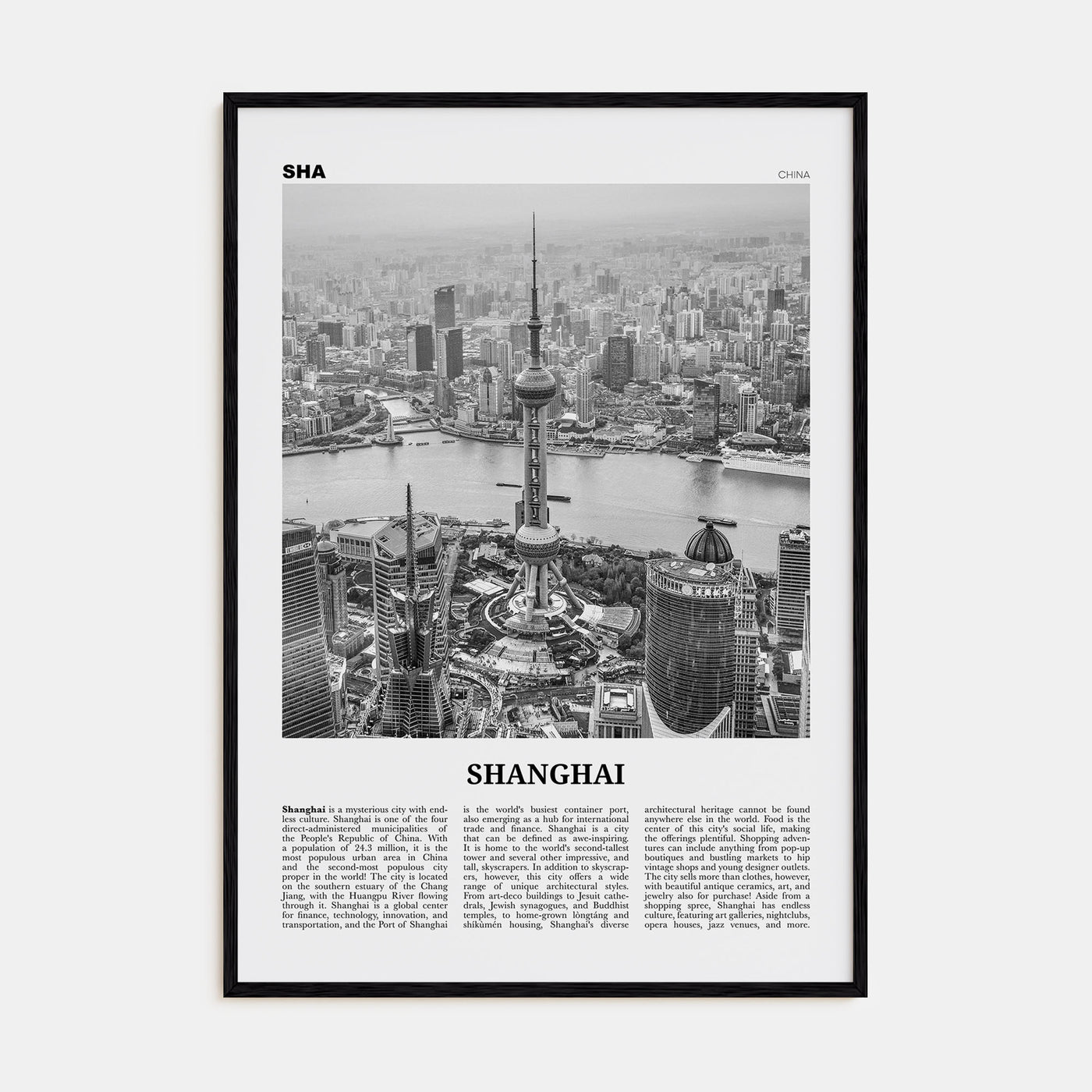 Shanghai Travel B&W No 1 Poster