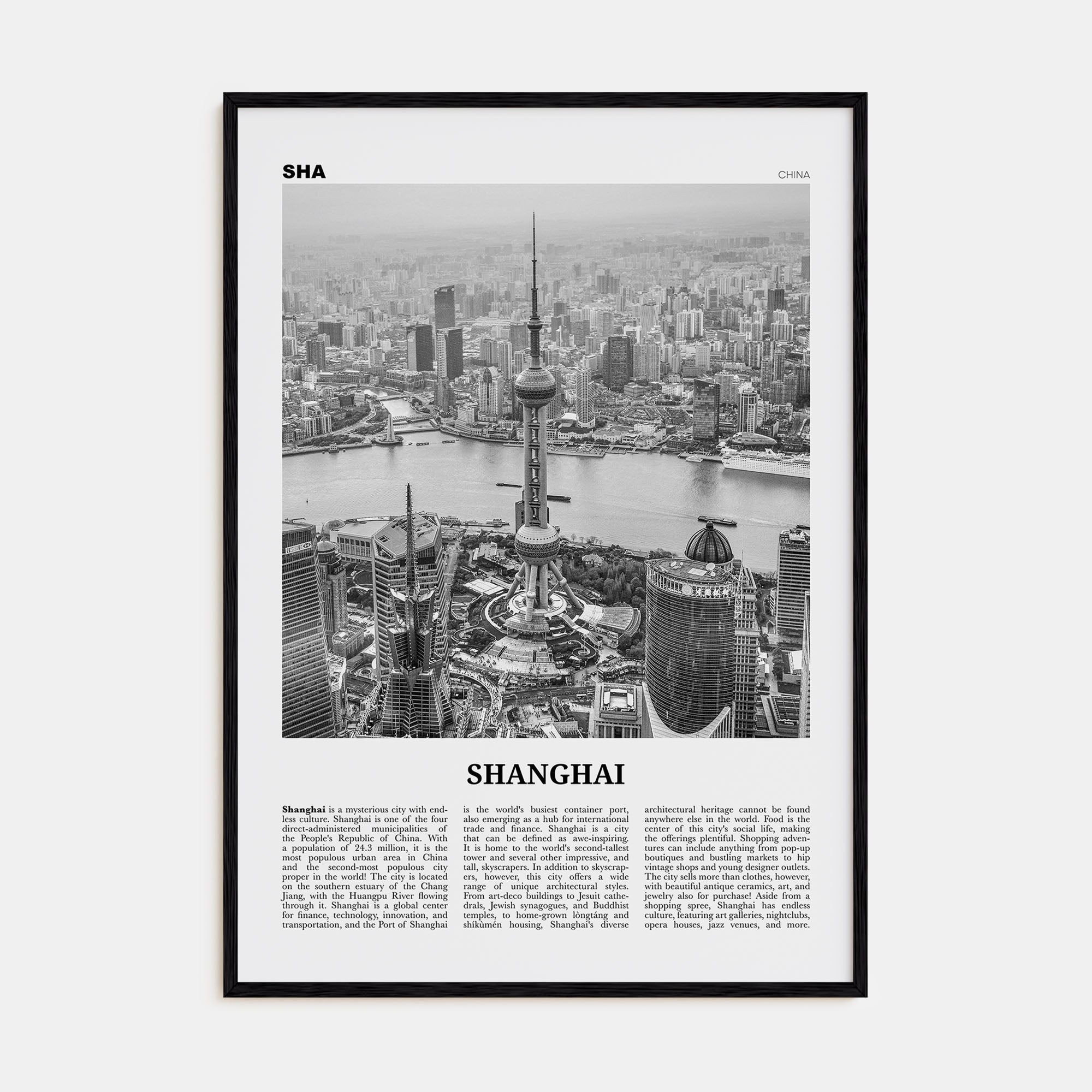Shanghai Travel B&W No 1 Poster